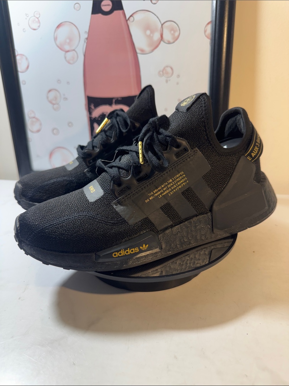 adidas NMD_R1 V2 J Black/Gold Metallic Sneakers - Men’s Size 7 US
